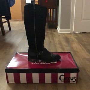 Black Sam Edelman Circus brand knee high boots.